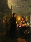 Petrus Van Schendel Famous Paintings - Market Stall by Moonlight